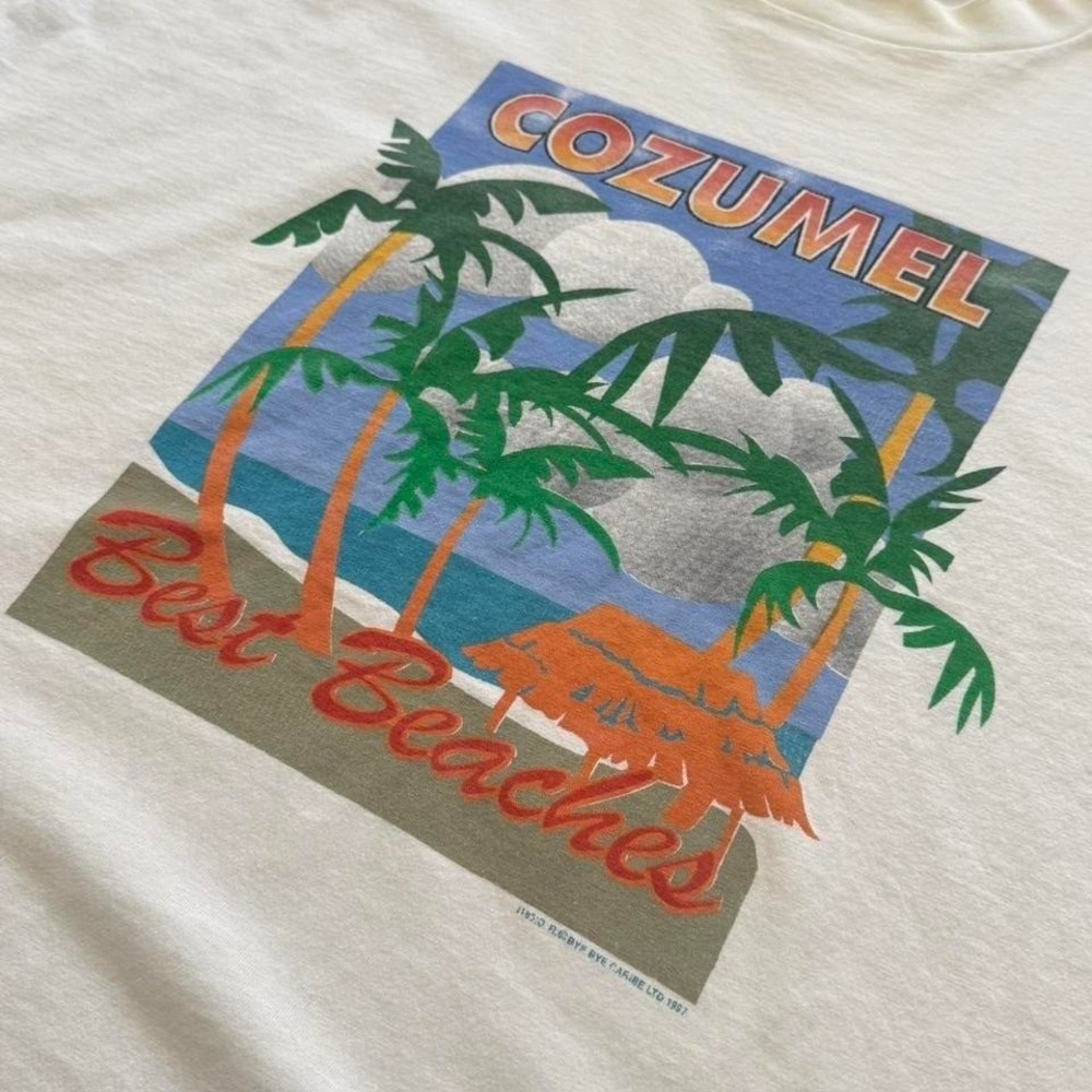 Vintage 90s Cozumel Mexico Beach Graphic Surf Tourism Travel Souvenir T-shirt XL - Picture 5 of 7